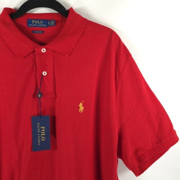 NWT POLO RALPH LAUREN CLASSIC FIT Red Mesh Polo Shirt 100% COTTON Size XL - Picture 4 of 9